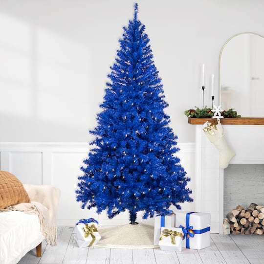 7Ft Pre-Lit Royal Blue Pine Artificial Christmas Tree, Clear Lights By Northlight | 7 ft | Michaels®